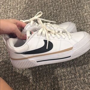 White Sneakers with Black Swoosh